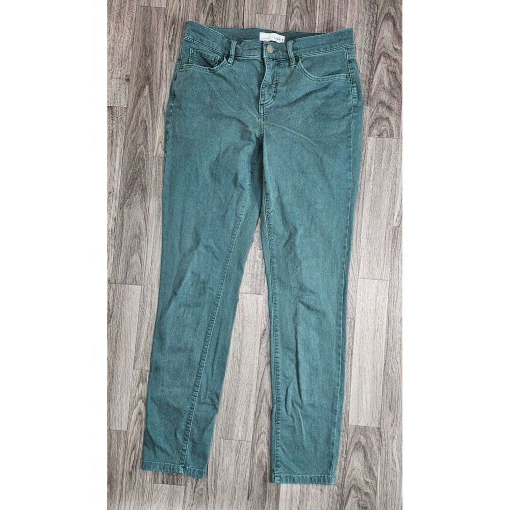 Loft Womens Size 27 / 4 Skinny Cropped Slim Pockets Green Denim Jeans